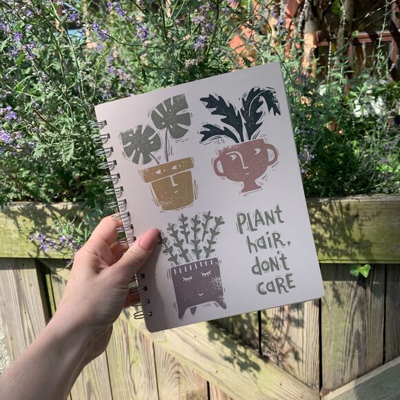 Plant Hair Don't Care Spiral Notebook | Art on Both Sides | 9" x 7" | 120 Lined - Picture 4 of 7